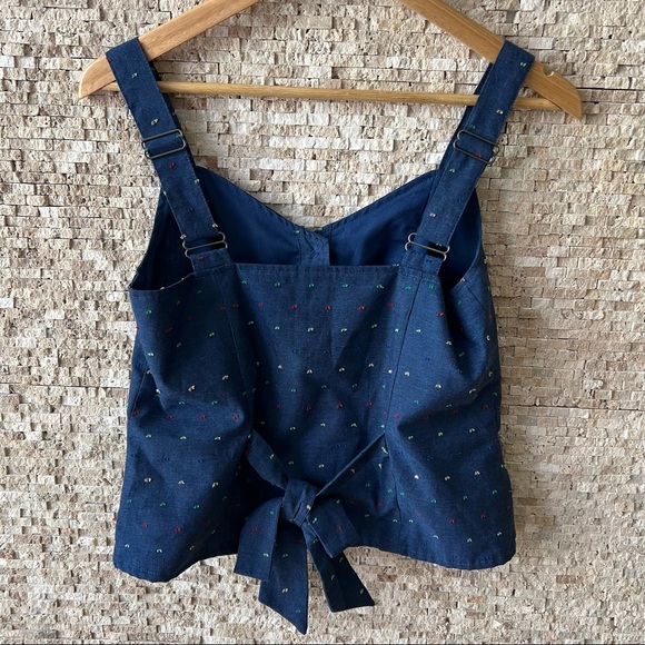 ModCloth Bustier Navy Seamed Tank Top with bowtie back - Picture 3 of 5